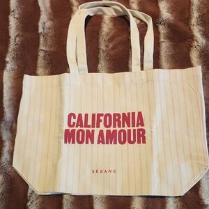 Cream and Red California Mon Amour Tote Bag
